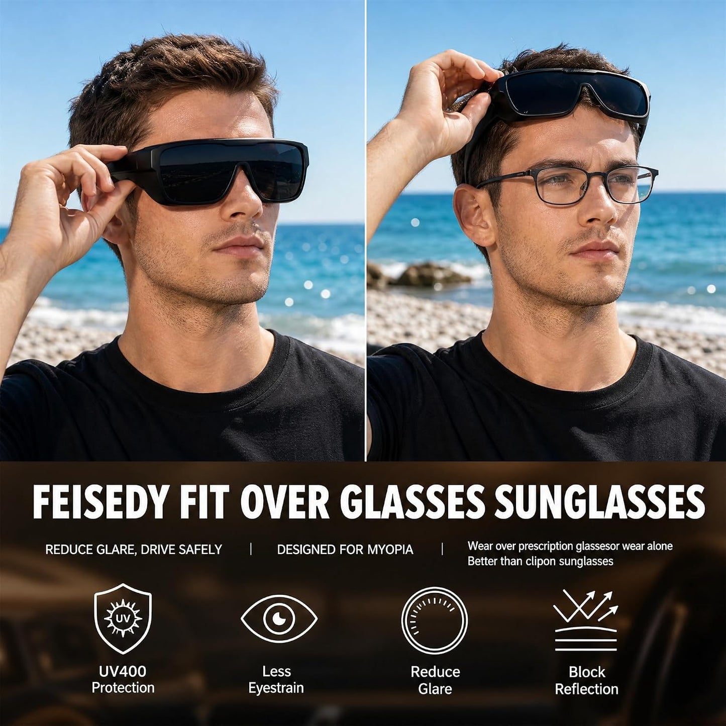 商品图片 29 | B0H2Z4Q1KM | FEISEDY Fit Over Glasses Polarized Sunglasses for Men Women B0456