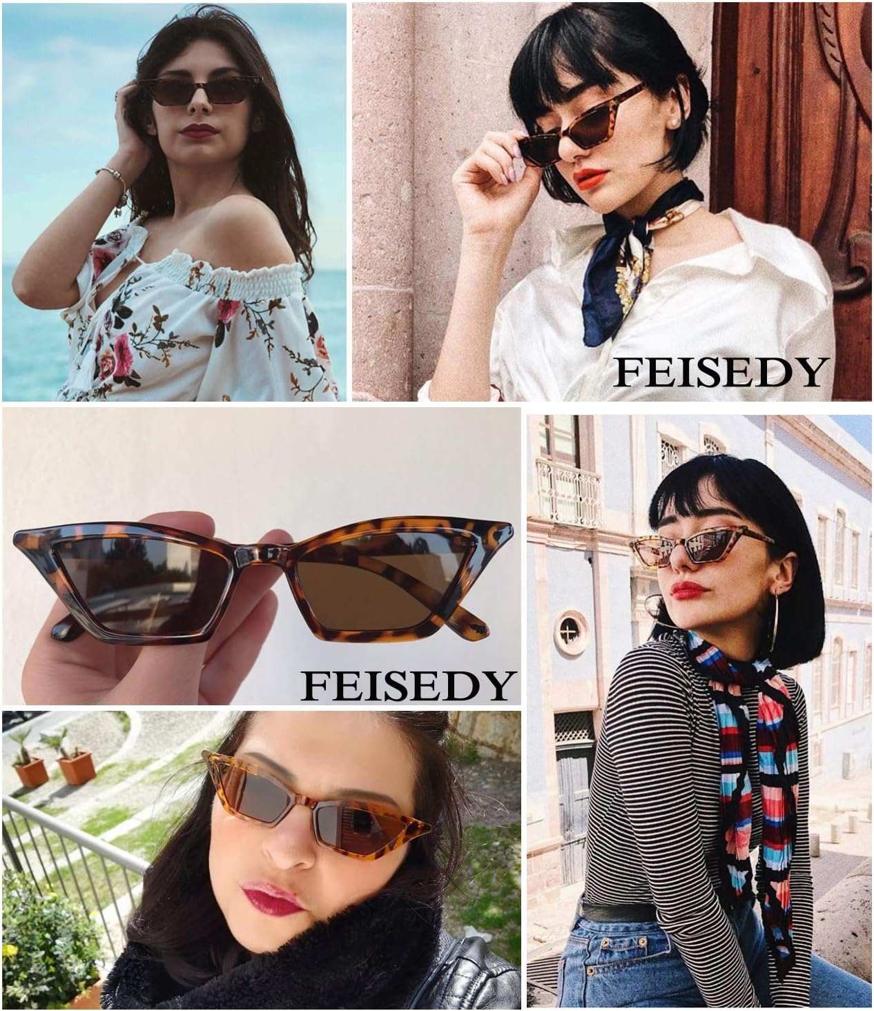 商品图片 42 | B079KYQYT3 | FEISEDY Small Cat Eye Sunglasses Vintage Square Shade Women Eyewear B2291