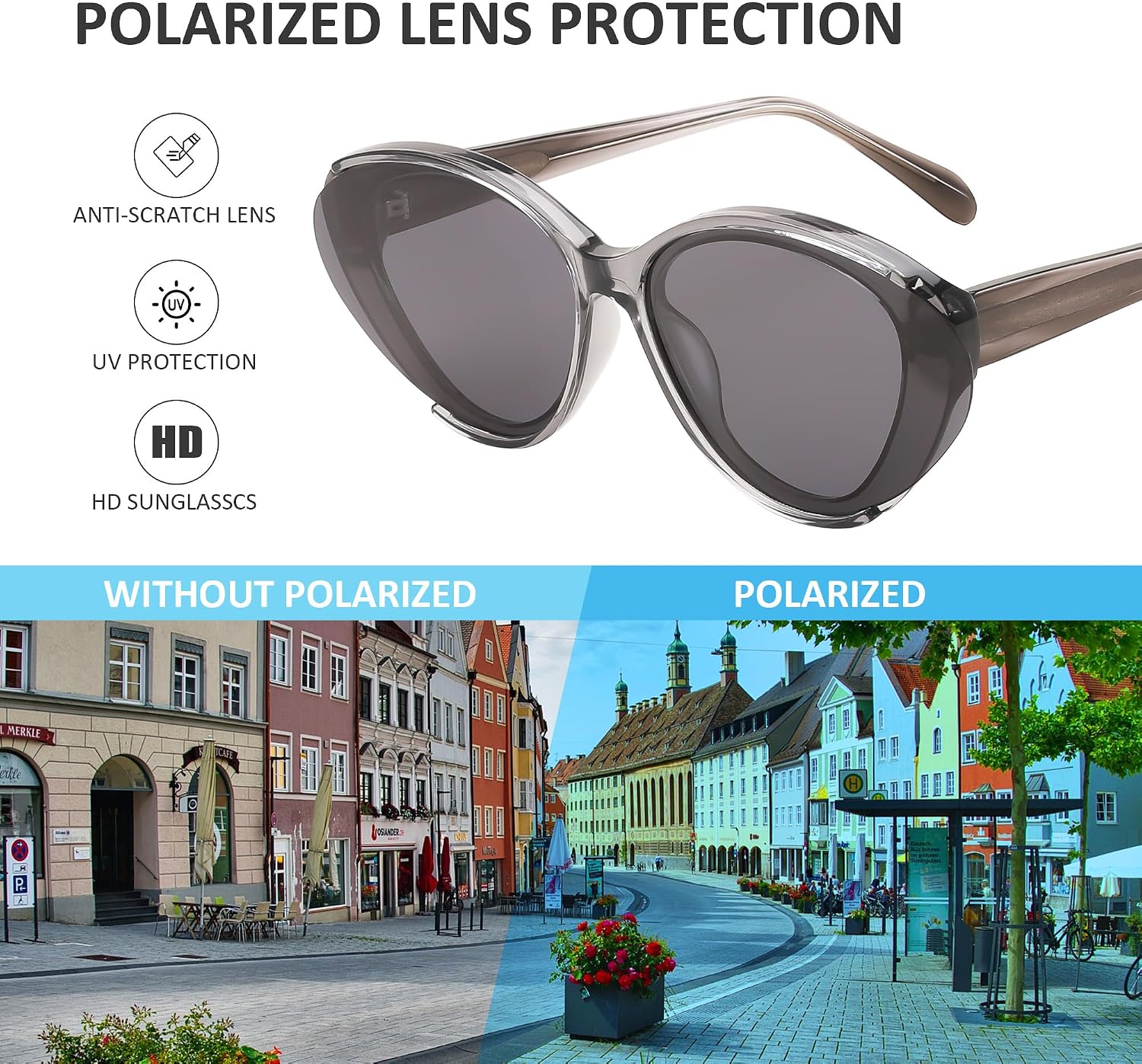 商品图片 23 | B0D6YJVTMS | FEISEDY Retro Polarized Cat Eye Sunglasses Women Trendy Mirrored Classic Designer Sunglasses UV Protection B0197