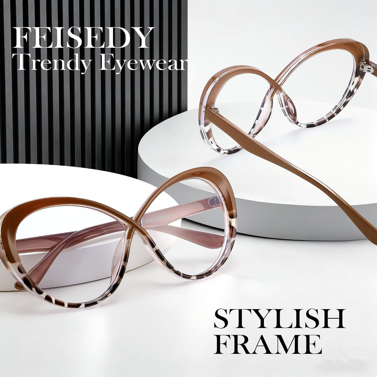 ÉÌƷͼƬ 5 | B0GXZ3356Q | FEISEDY Oversized Cat Eye Blue Light Blocking Glasses for Woman, Retro Cateye Eyeglasses, Stylish Bluelight Glasses B0454