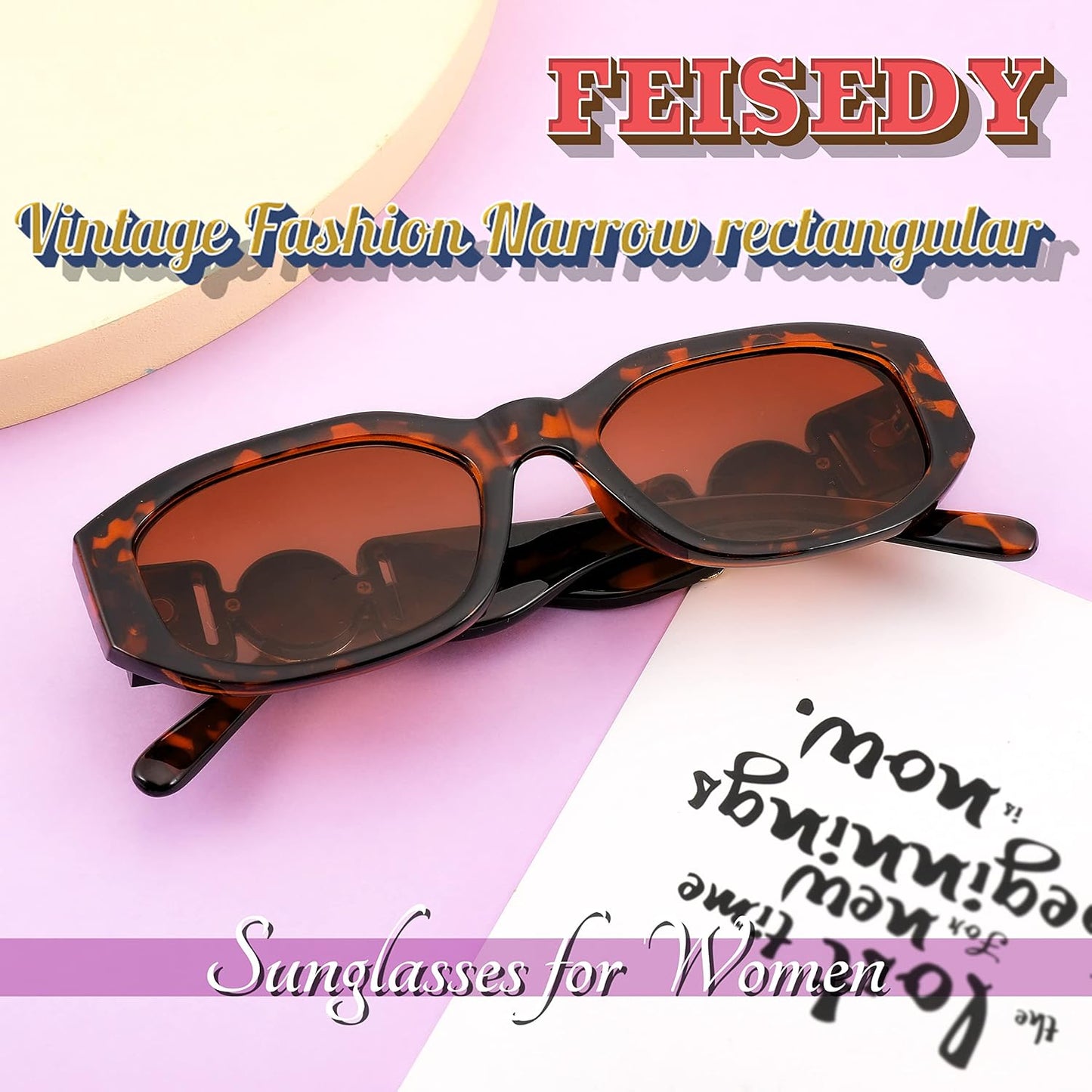 商品图片 45 | B0B5V7T75J | FEISEDY Retro Trendy Rectangle Sunglasses Women Men Narrow Shades B2322