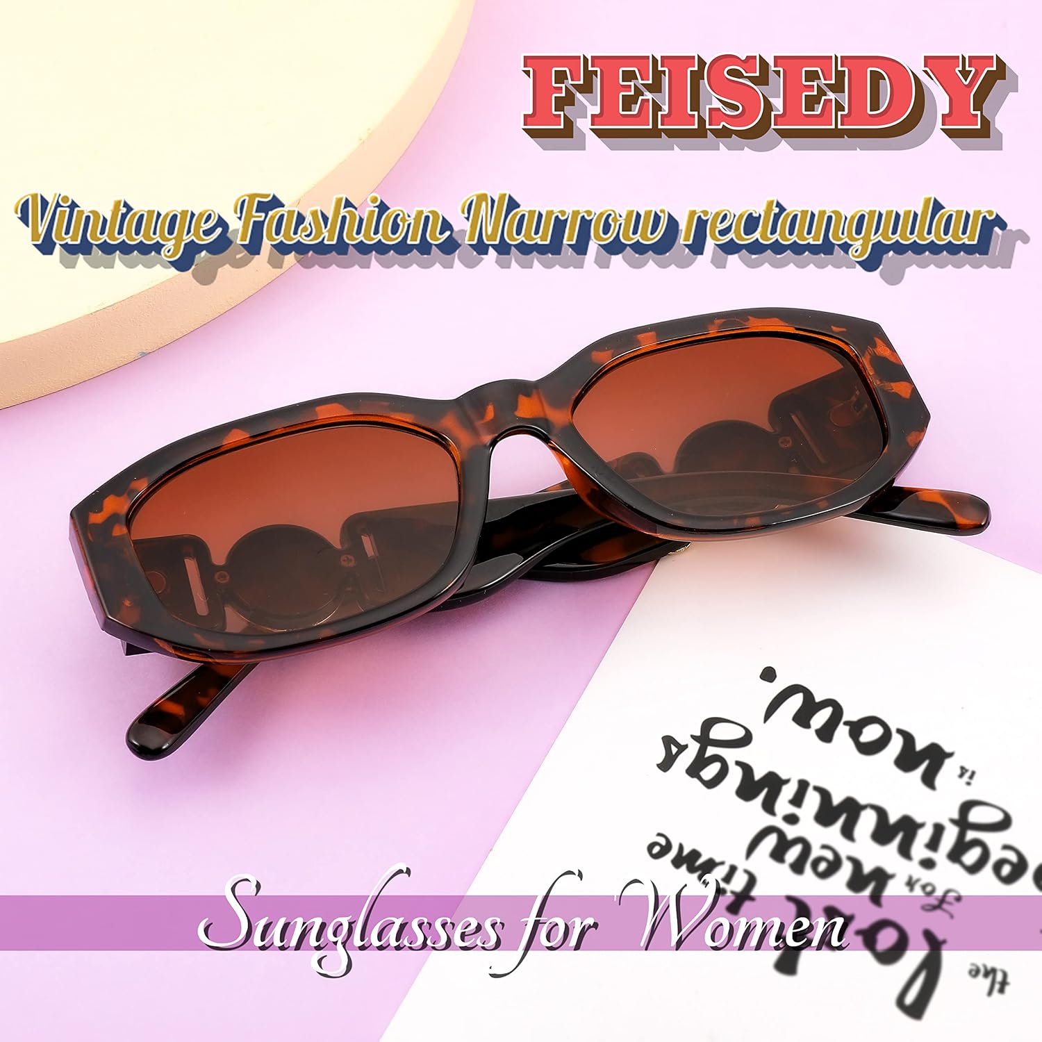 商品图片 45 | B0B5V7T75J | FEISEDY Retro Trendy Rectangle Sunglasses Women Men Narrow Shades B2322