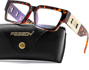 Tortoise / 56 Millimeters | B0GQZ8D693 | FEISEDY Retro Trendy Rectangle Blue Light Glasses for Women Men B0365