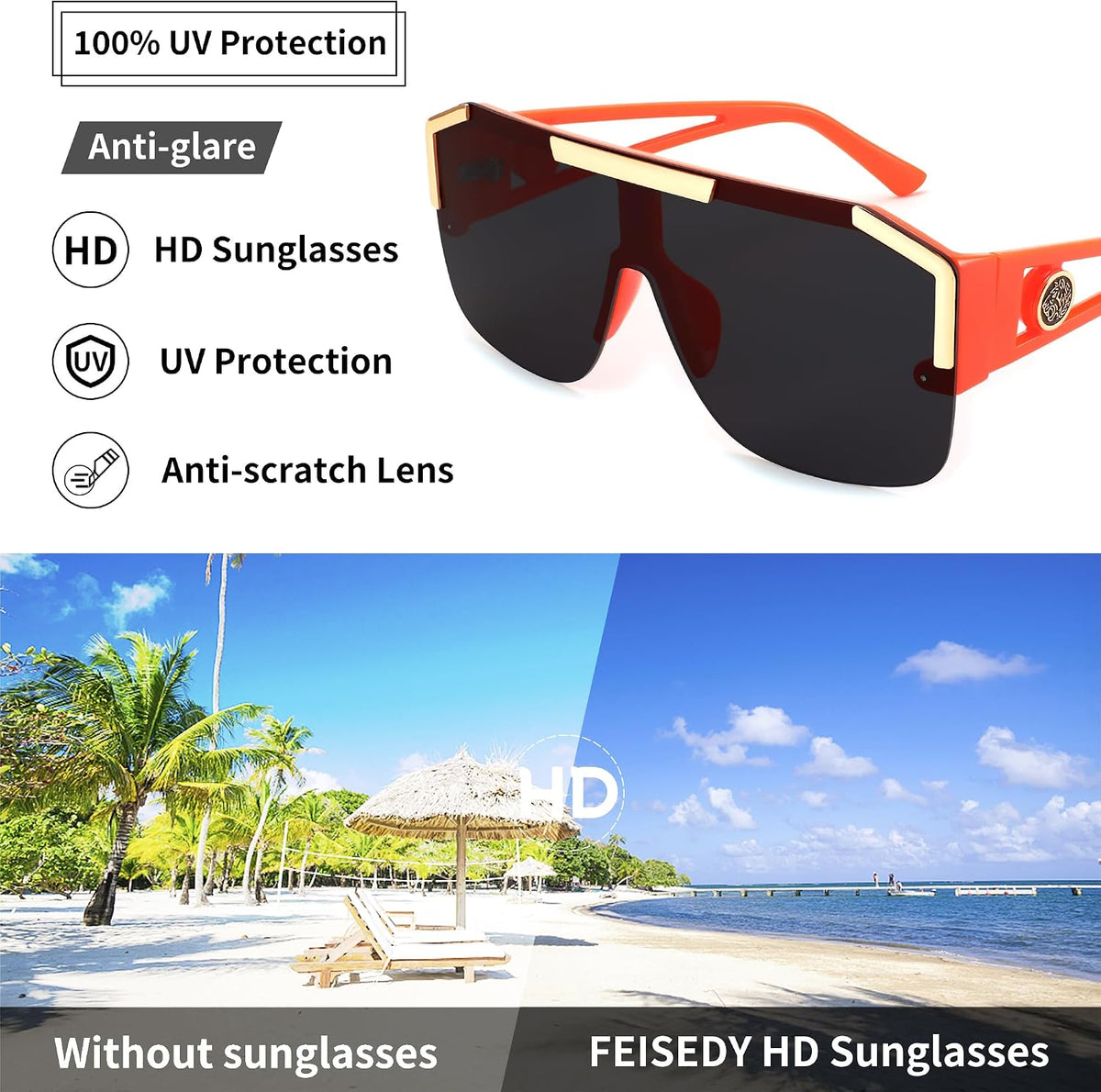 ÉÌƷͼƬ 28 | B09L4V27YS | FEISEDY Square Oversized Sunglasses for Men Women Flat Top B2765