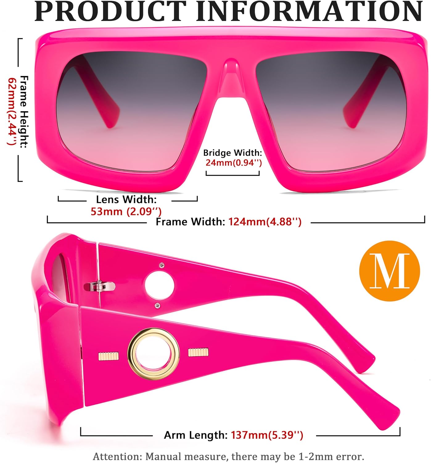 商品图片 5 | B0CYX6Y87W | FEISEDY Retro Oversized Avaitor Sunglasses for Women Men Bold Thick Frame Flat Top Shades B0126