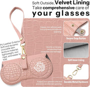 ÉÌƷͼƬ 16 | B0H4QTYMQP | FEISEDY Soft Crocodile Textured Leather Sunglass Bag, Portable Glasses Pouch With Button Clip Wrist Strap B0366