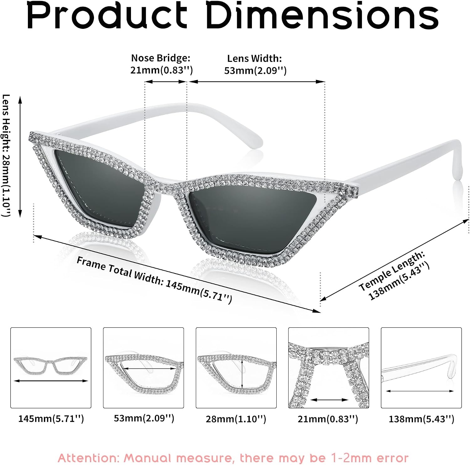 商品图片 83 | B079KYQYT3 | FEISEDY Small Cat Eye Sunglasses Vintage Square Shade Women Eyewear B2291