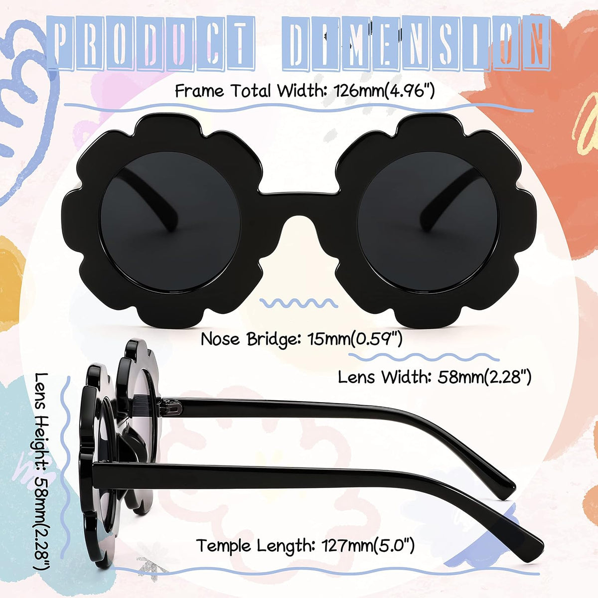 ÉÌƷͼƬ 2 | B0B56MHCN1 | FEISEDY 2 Pack Flower Sunglasses Toddler Beach Party Holiday Round Cute Sun Glasses B2315