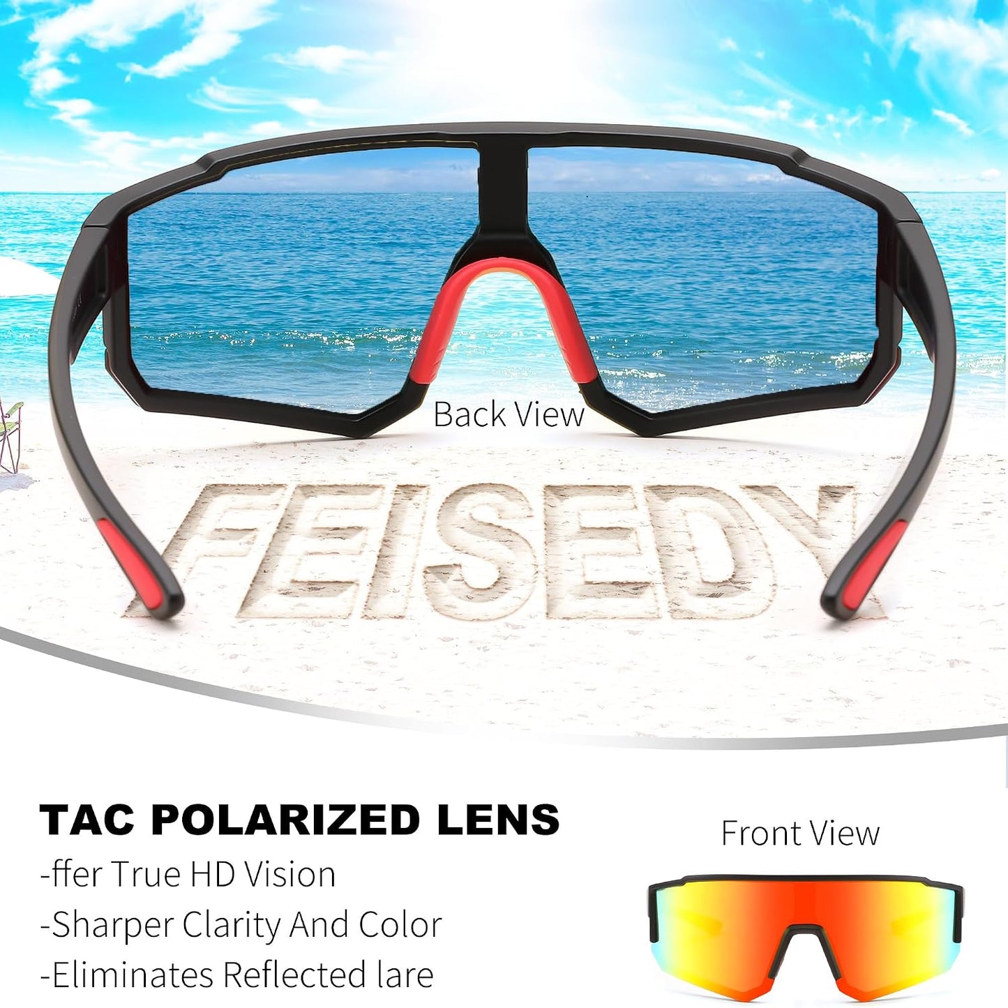 商品图片 25 | B0D95W5582 | FEISEDY Kids Sunglasses Youth Baseball Polarized Sunglasses Sports Lightweight TR90 Frame Boys Girls Cycling B0213