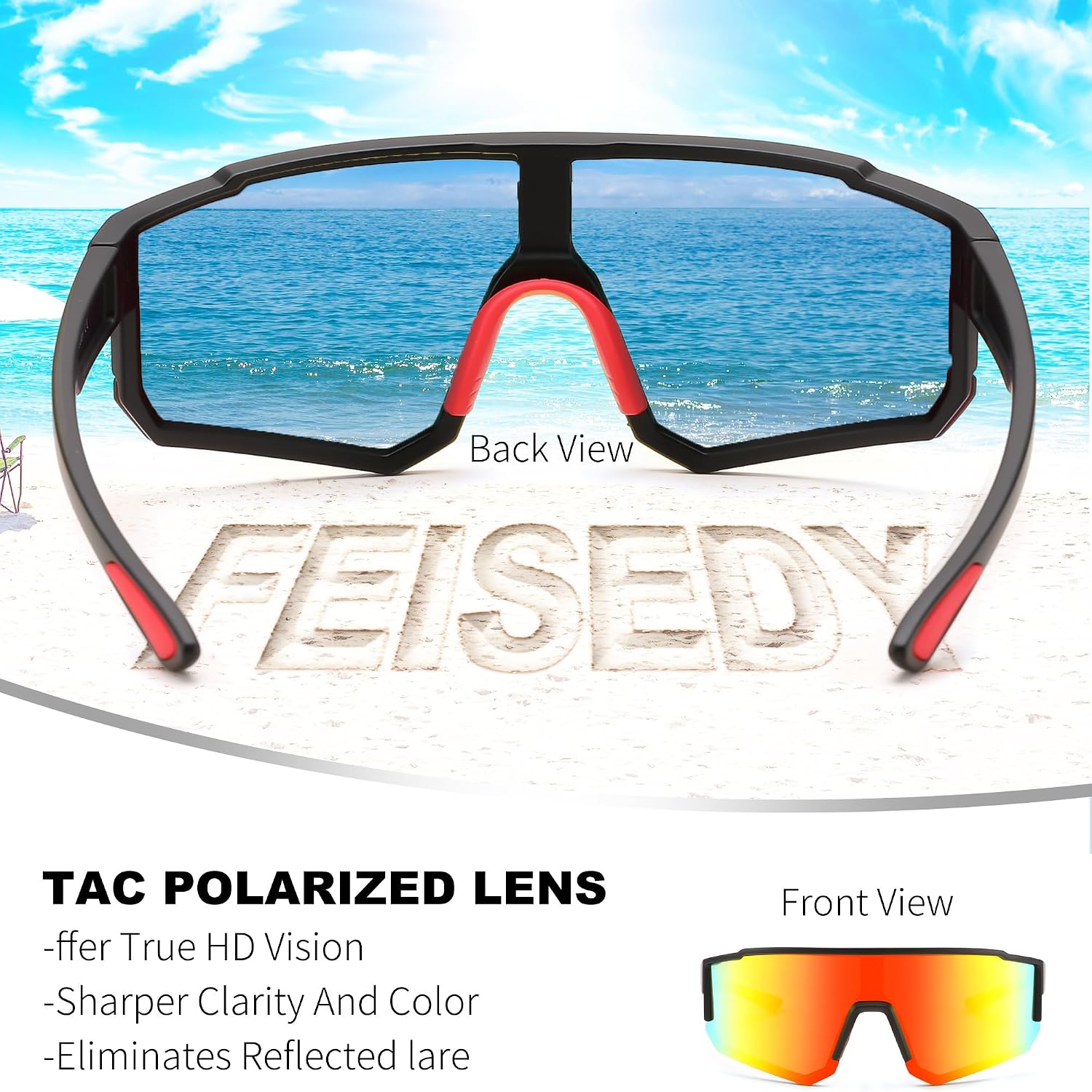 商品图片 25 | B0D95W5582 | FEISEDY Kids Sunglasses Youth Baseball Polarized Sunglasses Sports Lightweight TR90 Frame Boys Girls Cycling B0213