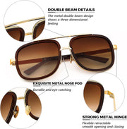ÉÌƷͼƬ 28 | B0B681YMF5 | FEISEDY Retro Trendy Aviator Sunglasses Women Men Classic Vintage Square Sunglasses 70s Large Metal Shades B2321