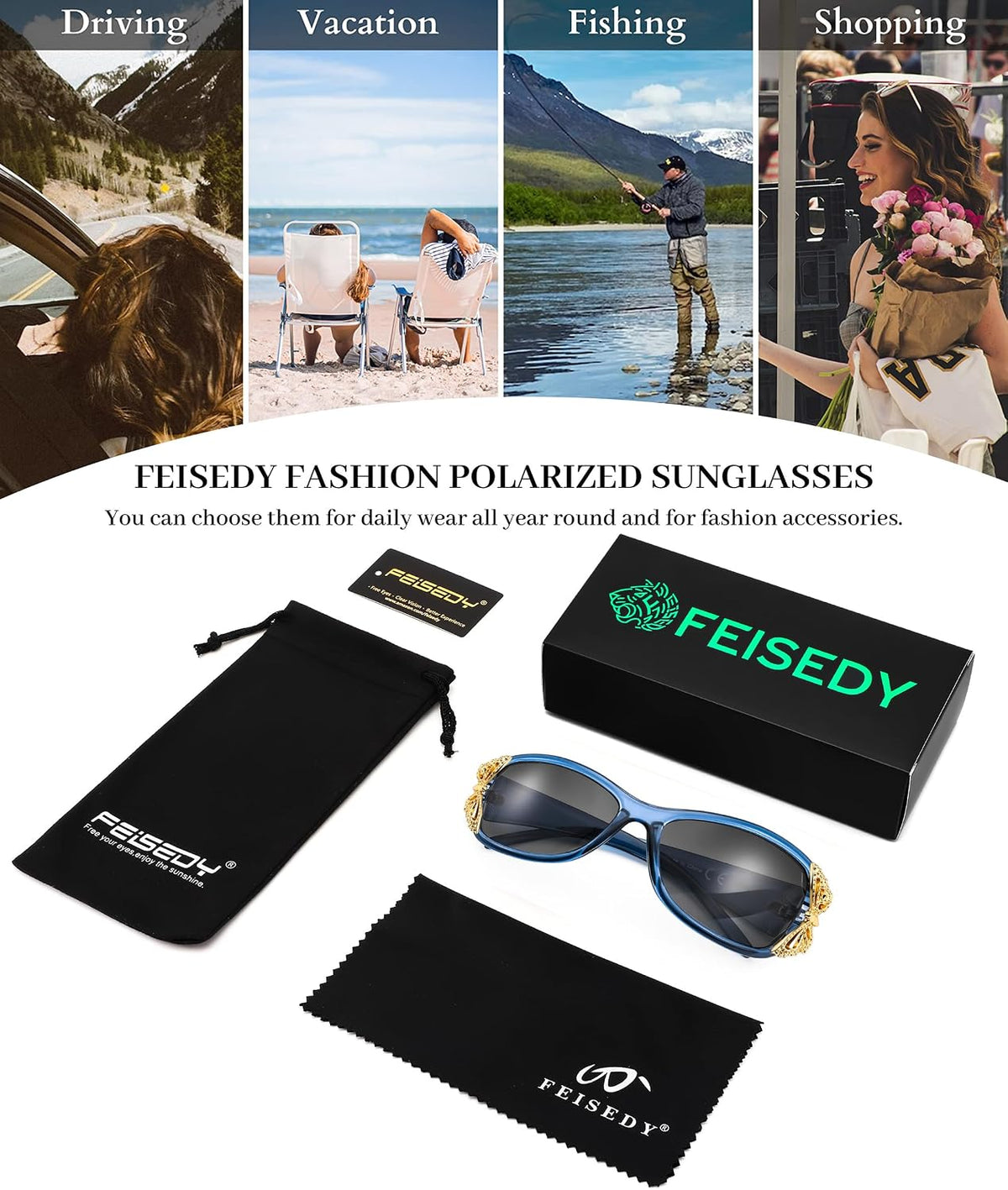 ÉÌƷͼƬ 27 | B0CNRQ7WVZ | FEISEDY Y2K Women Polarized Sunglasses Butterfly Wrap Around UV400 Shades