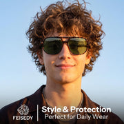 ÉÌƷͼƬ 40 | B0H71K72HH | FEISEDY Retro Aviator Sunglasses for Women Men 70s Square Sun Glasses B0281