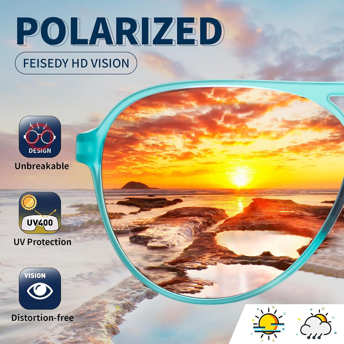 ÉÌƷͼƬ 34 | B0GVSV8P8S | FEISEDY Polarized Aviator Sunglasses for Men Women Trendy Sports TR90 B0378