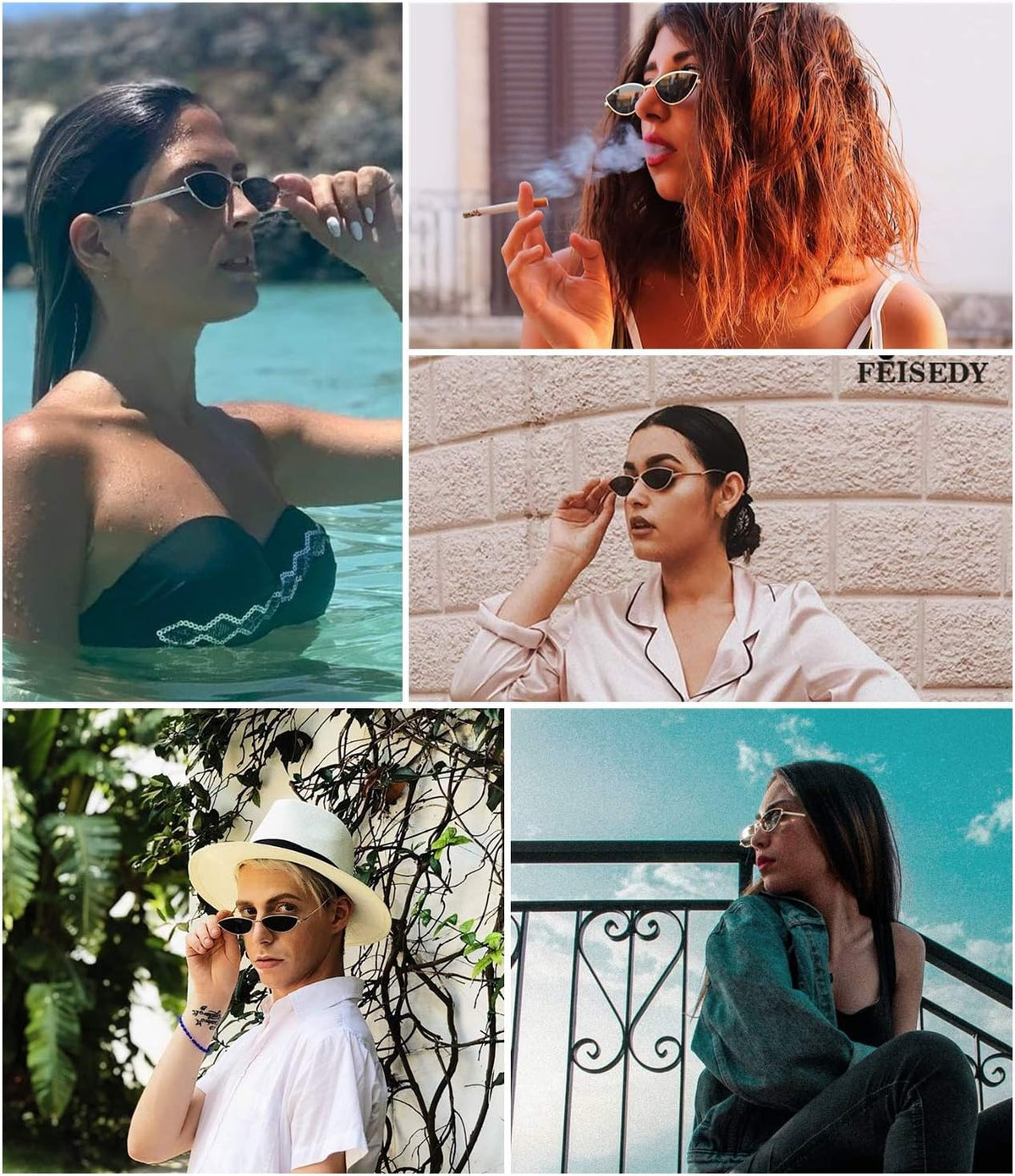 ÉÌƷͼƬ 17 | B0CNZ29R9R | FEISEDY Y2K Sunglasses for women Men Fashion Cateye Designer B2298