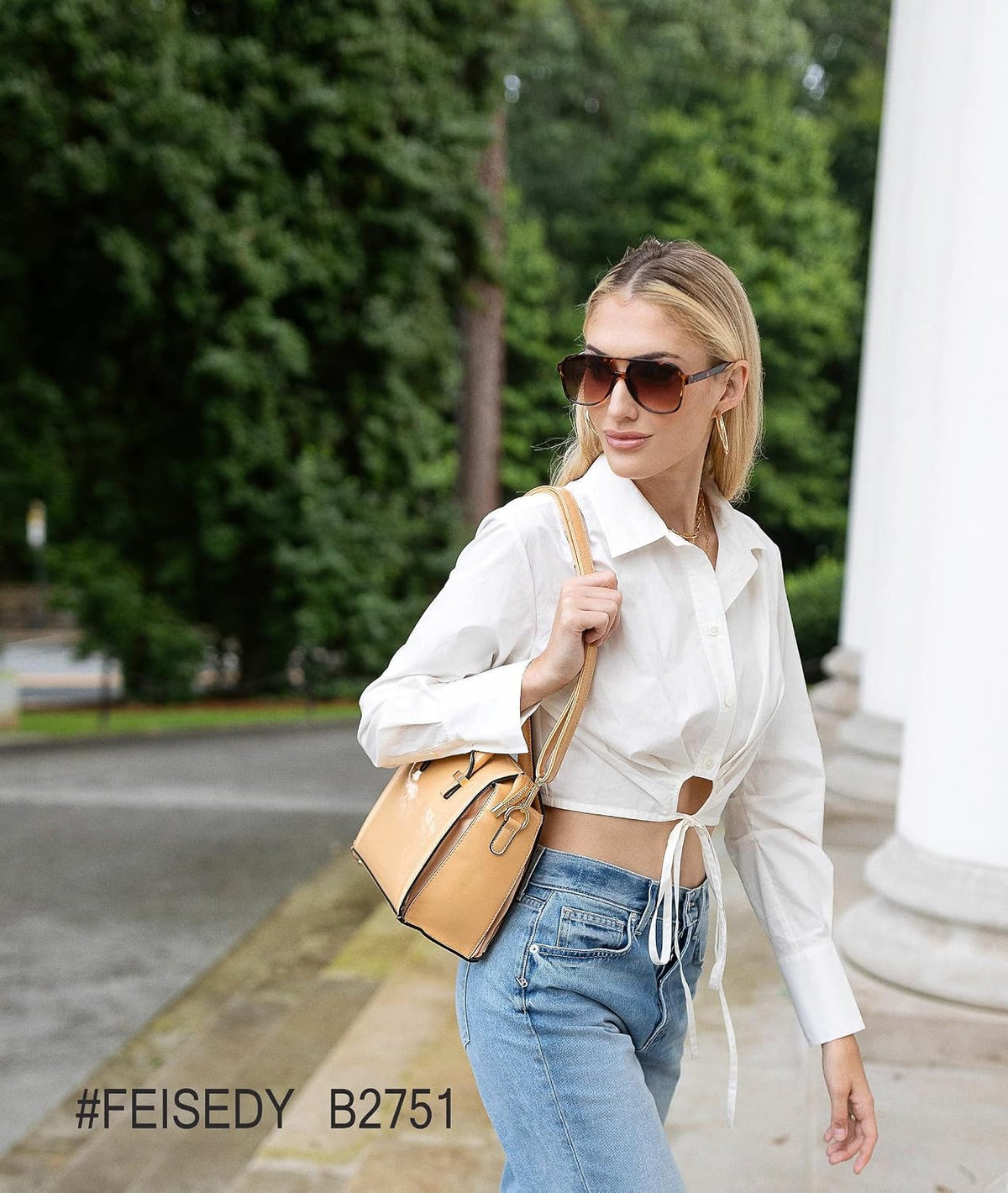 ÉÌƷͼƬ 14 | B0CB543WBD | FEISEDY Vintage Retro 70s Plastic Aviator Sunglasses Women Men Classic Large Squared Frame B2751