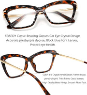 ÉÌƷͼƬ 21 | B088WVS65H | FEISEDY Crystal Cat Eye Reading Glasses Blue Light Blocking Reader Anti Eyestrain Glasses B2596 Champagne 1.75x