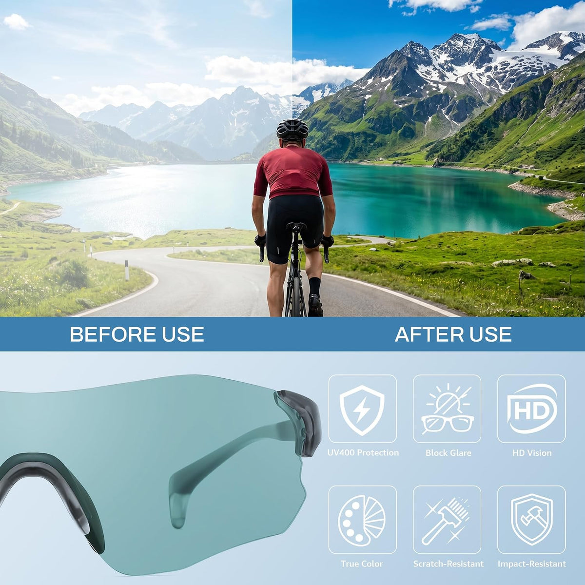 ÉÌƷͼƬ 25 | B0H2HH82Q3 | FEISEDY Photochromic Cycling Glasses UV400 for Men Women B0451