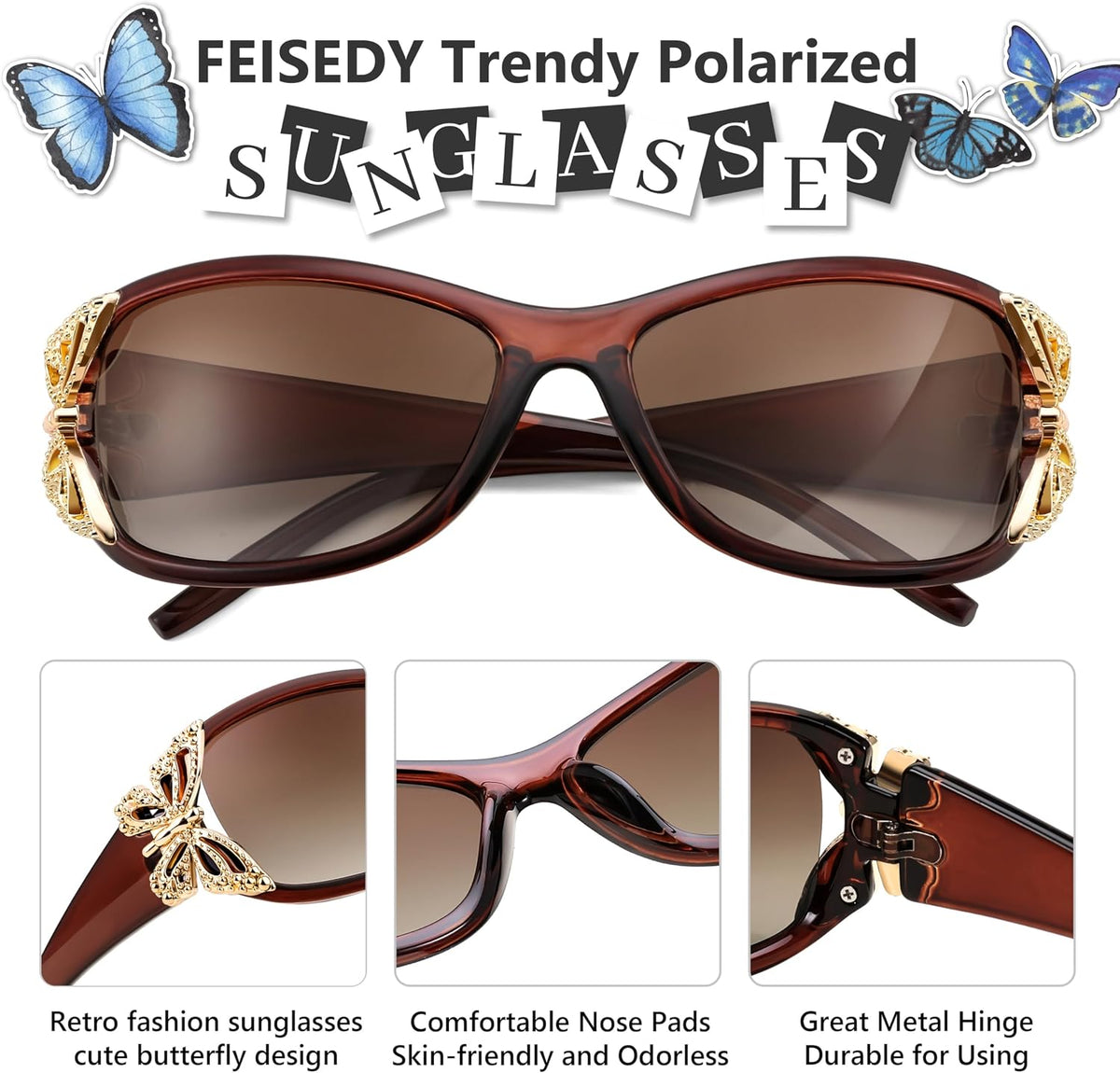 ÉÌƷͼƬ 40 | B0CNRQ7WVZ | FEISEDY Y2K Women Polarized Sunglasses Butterfly Wrap Around UV400 Shades