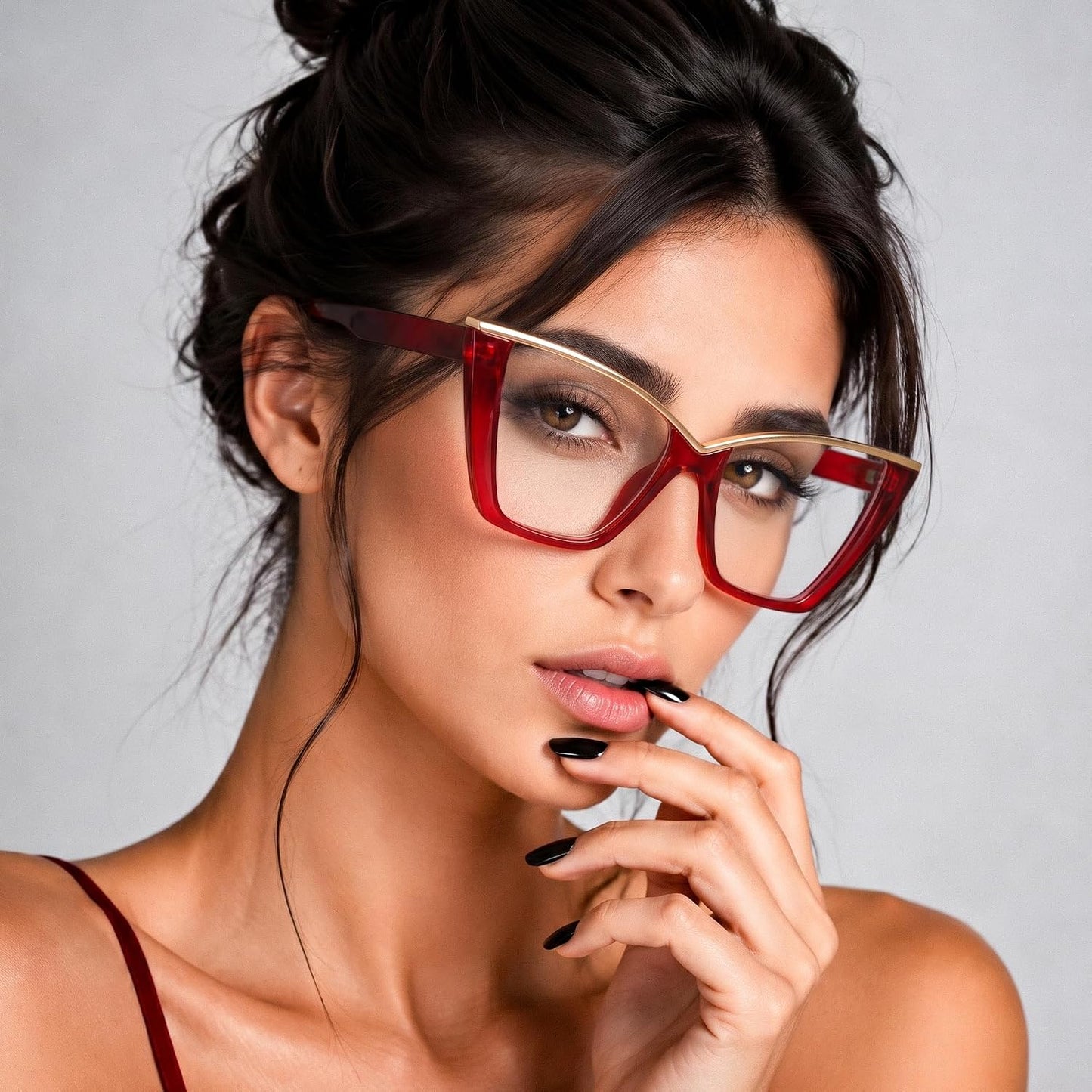 商品图片 41 | B0DGX4KTLX | FEISEDY Fashion Cat Eye Blue Light Blocking Glasses for Women Fake Retro Eyeglasses Oversized Stylish Eyewear Frame B0240