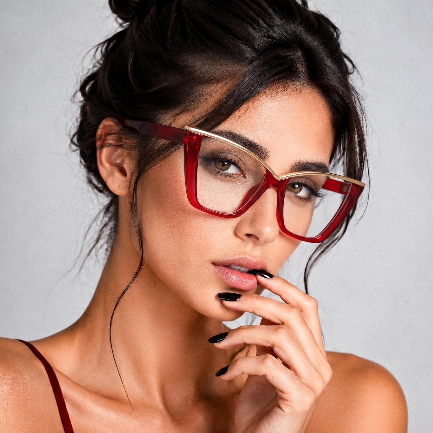 商品图片 41 | B0DGX4KTLX | FEISEDY Fashion Cat Eye Blue Light Blocking Glasses for Women Fake Retro Eyeglasses Oversized Stylish Eyewear Frame B0240