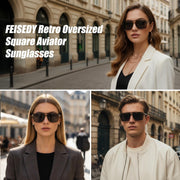 ÉÌƷͼƬ 9 | B0GVNPDBZQ | FEISEDY Retro Aviator Sunglasses Women Men 70s Trendy Square Shades B0422