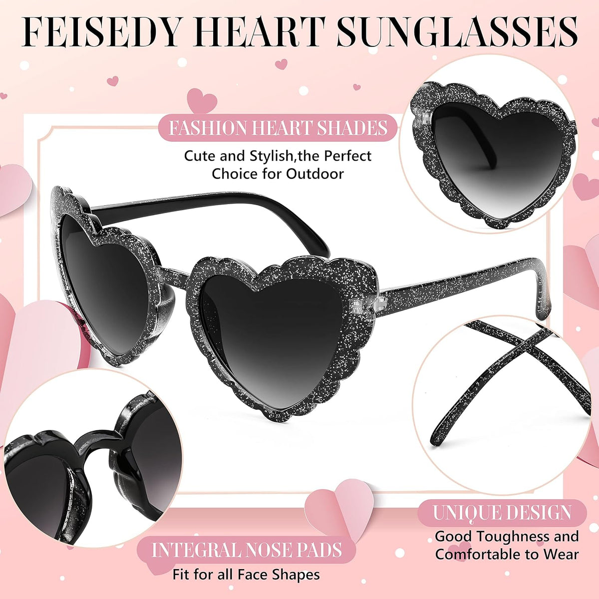 ÉÌƷͼƬ 39 | B0B8R3G4T8 | FEISEDY Love Heart Shaped Sunglasses for Women Trendy Retro Cat Eye Mod Style Stylish Glasses B2336
