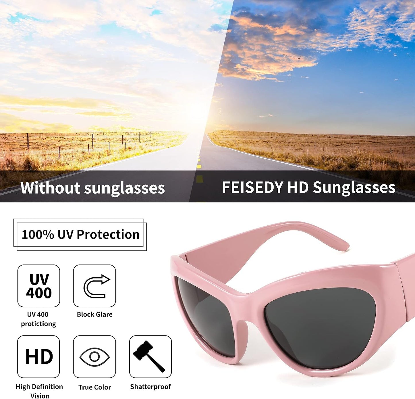 商品图片 29 | B0BQBWYZF6 | FEISEDY Trendy Y2k Sunglasses Women Men Oversized Shield Sunglasses Fashion Wrap Around Futuristic Glasses B2359