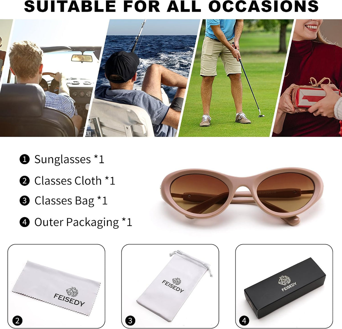 ÉÌƷͼƬ 21 | B0GX9KMP8W | FEISEDY Cat eye Sunglasses for Women and Men UV400 Protection, Retro Trendy Classic Sunnies B0436