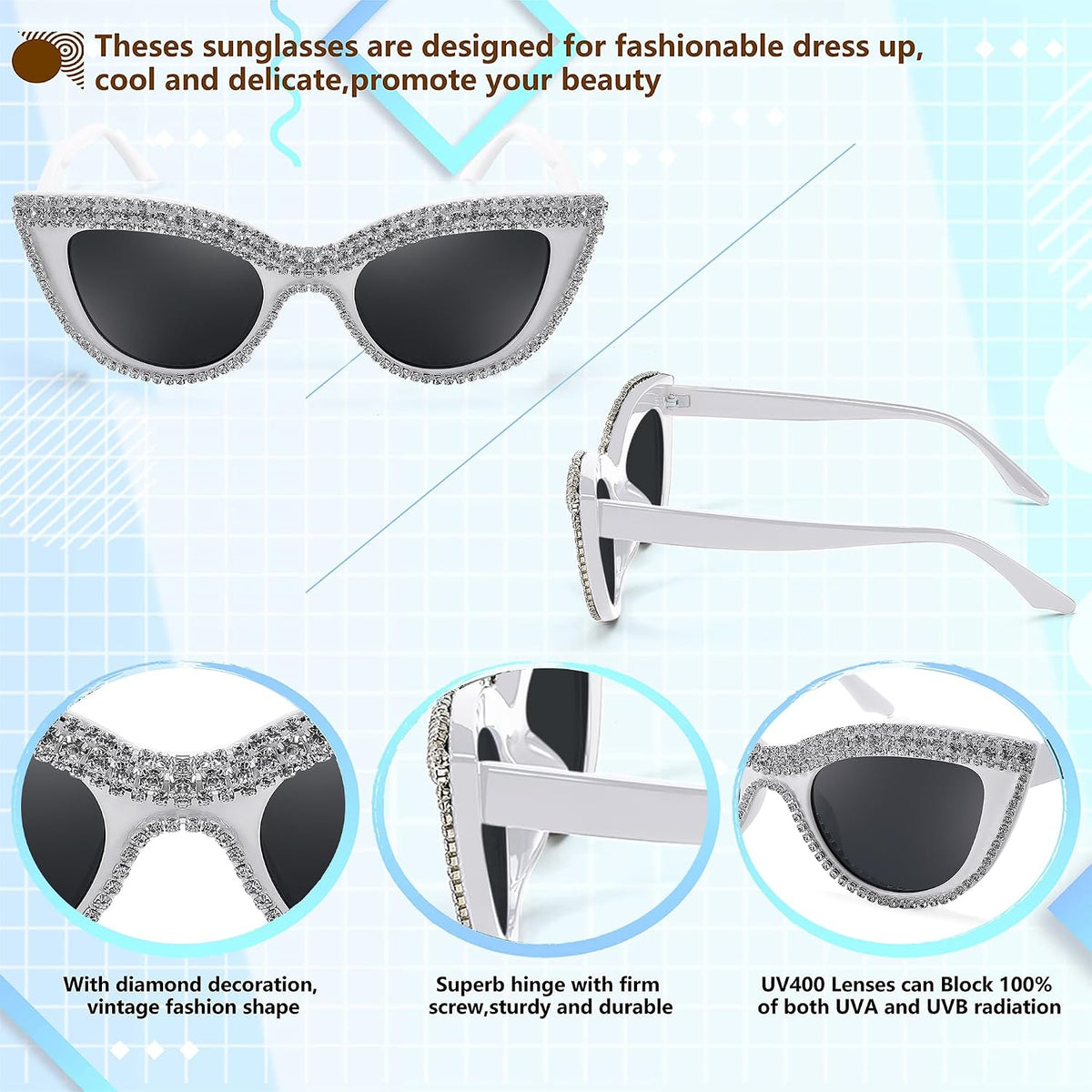 ÉÌƷͼƬ 41 | B0BZ7YMM4F | FEISEDY Oversized Women Cat Eye Rhinestone Sunglasses Costume Party B2360