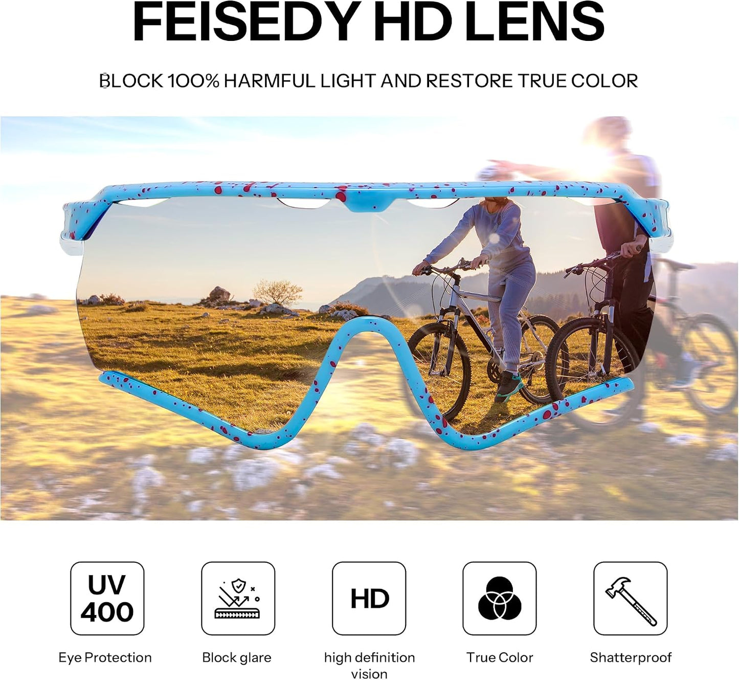 商品图片 19 | B0FL29WPXL | FEISEDY Sports Sunglasses for Men Women Youth Baseball Cycling Running Softball Biking Glasses B0305