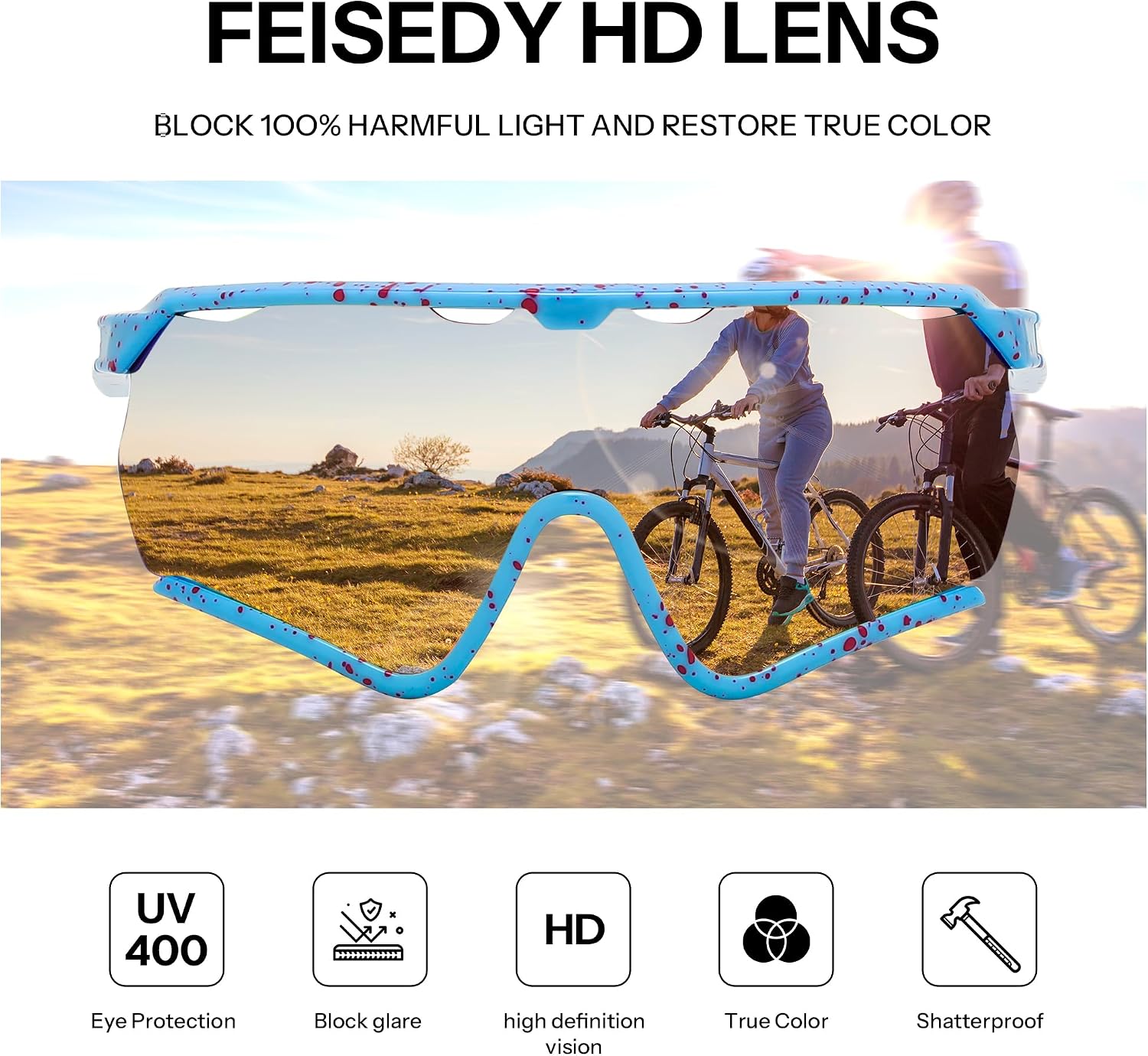商品图片 19 | B0FL29WPXL | FEISEDY Sports Sunglasses for Men Women Youth Baseball Cycling Running Softball Biking Glasses B0305
