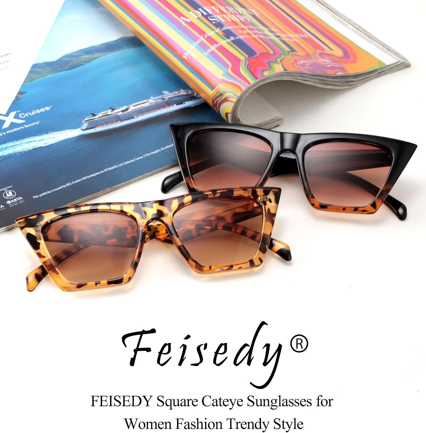 商品图片 117 | B0C5378735 | FEISEDY Vintage Square Cat Eye Sunglasses Women Trendy Cateye Sunglasses B2473