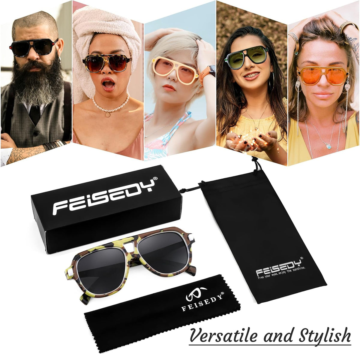 ÉÌƷͼƬ 45 | B0CDGNN3ZN | FEISEDY Vintage 70s Aviator Sunglasses Men Women Classic Retro Trendy Large Frame UV400 Sun Glasses B0030