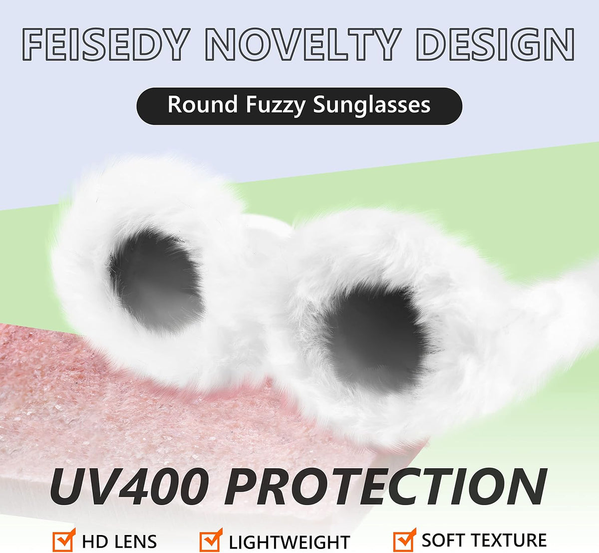 ÉÌƷͼƬ 56 | B09PN9V5N6 | FEISEDY Sunglasses Women Plush Fuzzy Soft Velvet Party Masquerade B2877