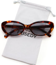 Tortoise Frame Light Grey Lens / 53 Millimeters | B0H2YT2PJY | FEISEDY Women Vintage Oval Cat Eye Sunglasses, Retro Narrow Shades B0459