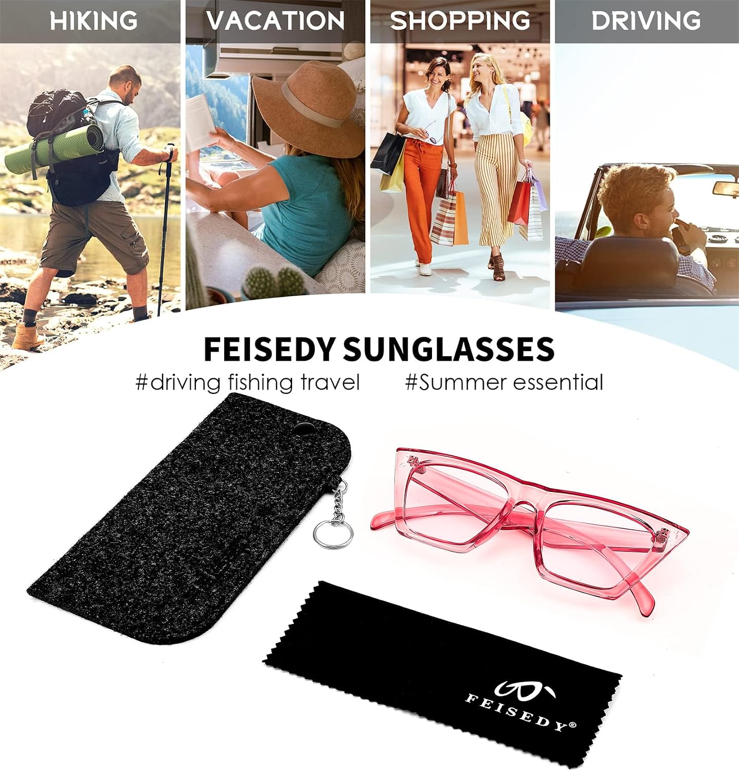商品图片 123 | B0C5378735 | FEISEDY Vintage Square Cat Eye Sunglasses Women Trendy Cateye Sunglasses B2473
