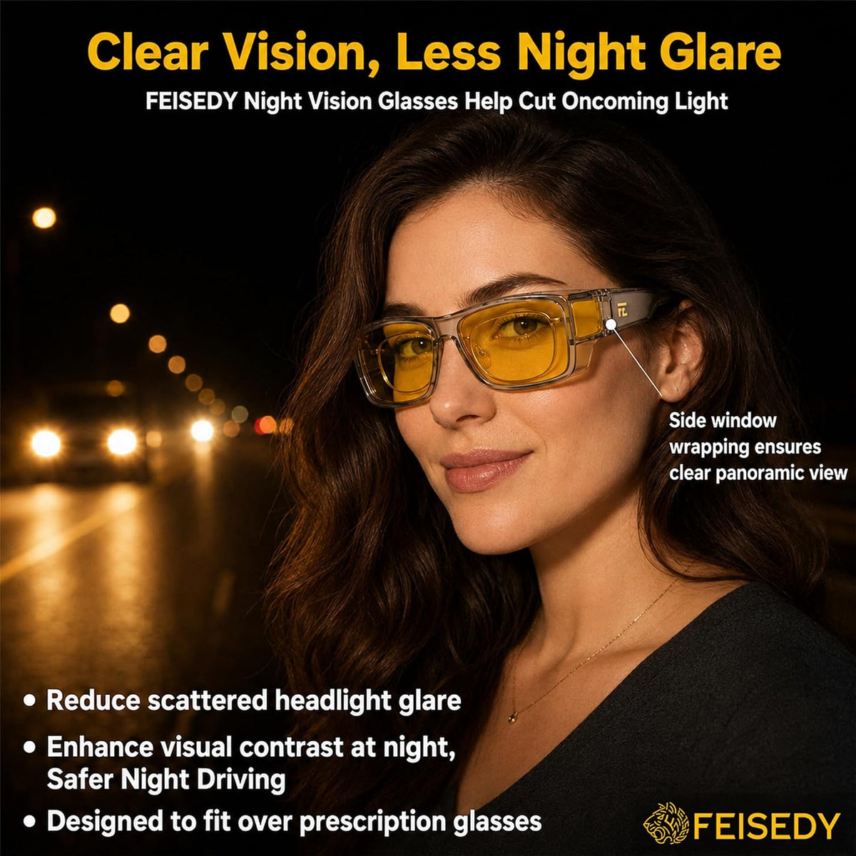 商品图片 11 | B0HG8TKYW8 | FEISEDY Fit Over Polarized Sunglasses Men, Night Driving Wrap Glasses B0330