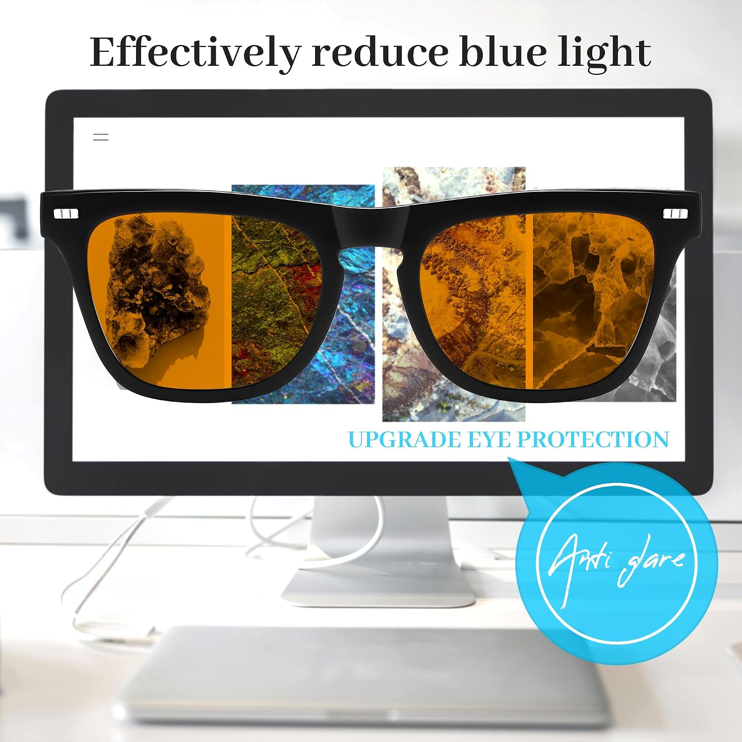 商品图片 6 | B0DGG8ZW4W | FEISEDY Fashion Blue Light Blocking Glasses for Men Women Computer Gaming Glasses Anti Eyestrain Sleeping Glasses B1225