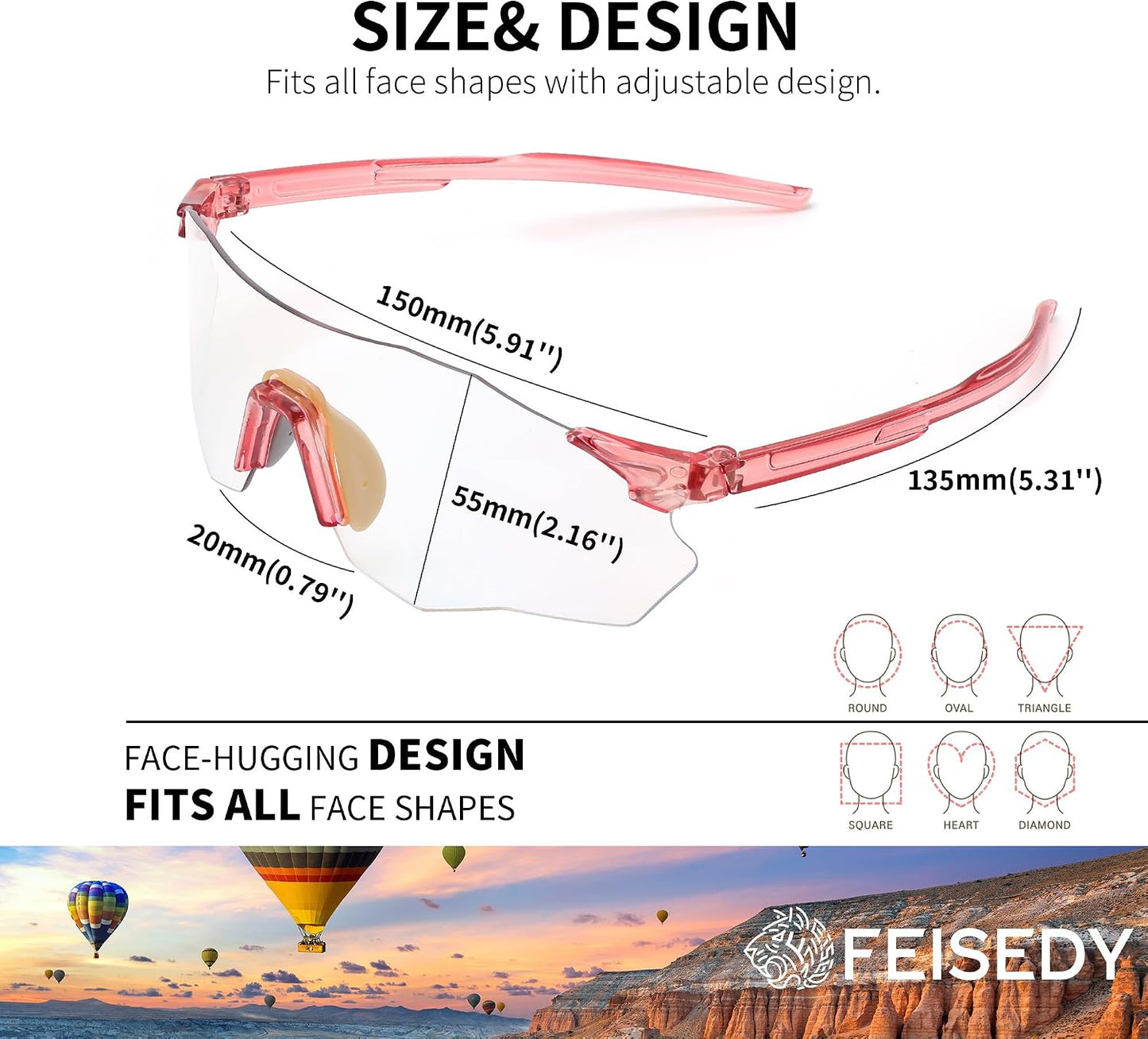 商品图片 7 | B0FHNVLT2X | FEISEDY Photochromic Cycling Glasses for Men Women Mountain Bike Sports Sunglasses UV Protection B0310