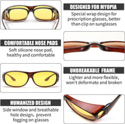 ÉÌƷͼƬ 3 | B0D9JP97HF | FEISEDY Night Driving Glasses,Men Women Fit Over Sunglasses, Anti Glare Polarized HD Night Vision Glasses Yellow Lens B0221