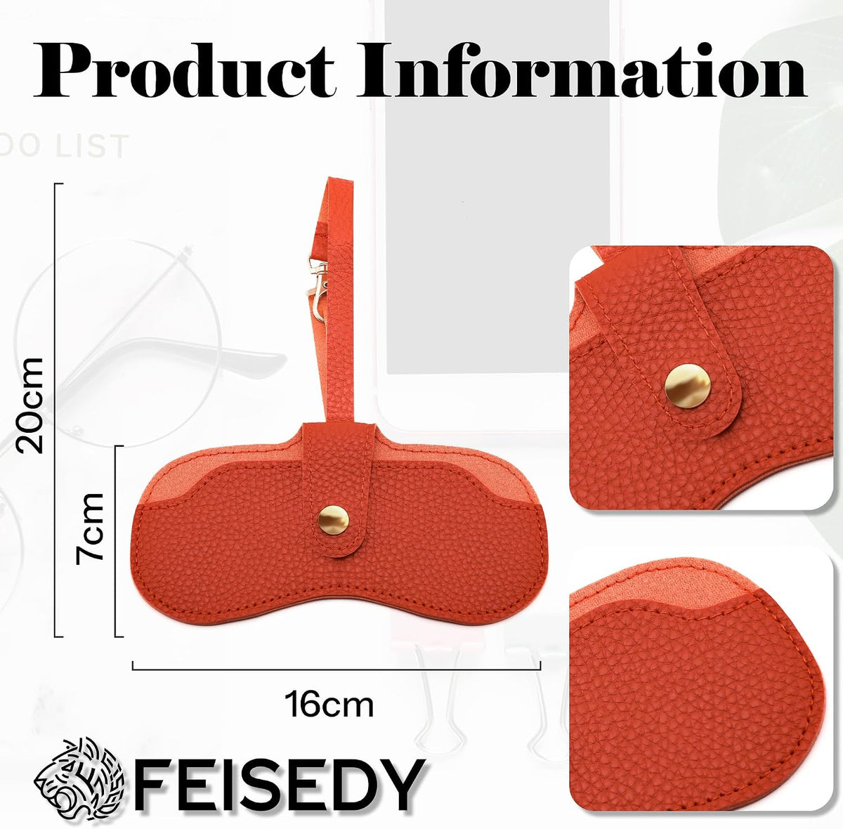 商品图片 26 | B0FGXSC9RB | FEISEDY Soft Leather Sunglass Case-Slim Portable Glasses Holder for Women
