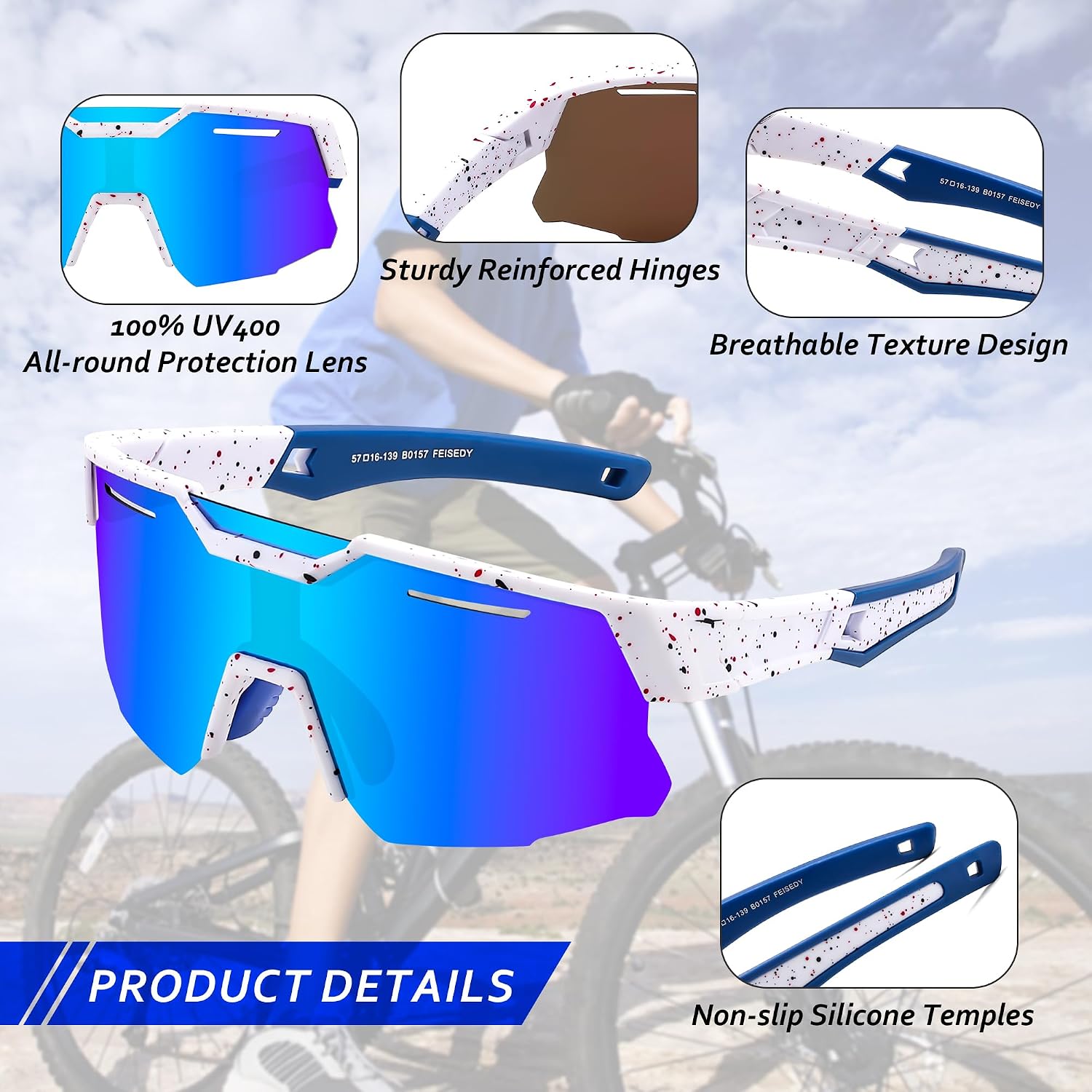 商品图片 39 | B0D78P6WRV | FEISEDY Kids Teens Baseball Polarized Sunglasses Sports Cycling Glasses for Youth Boys Girls Age 8-16 B0157