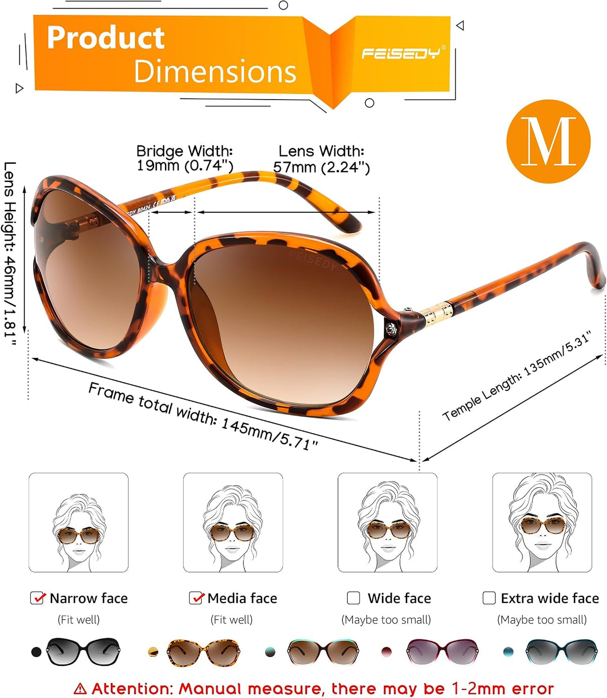 ÉÌƷͼƬ 34 | B0H8N71P98 | FEISEDY Fashion Polarized Sunglasses for Women Butterfly UV400 B0424