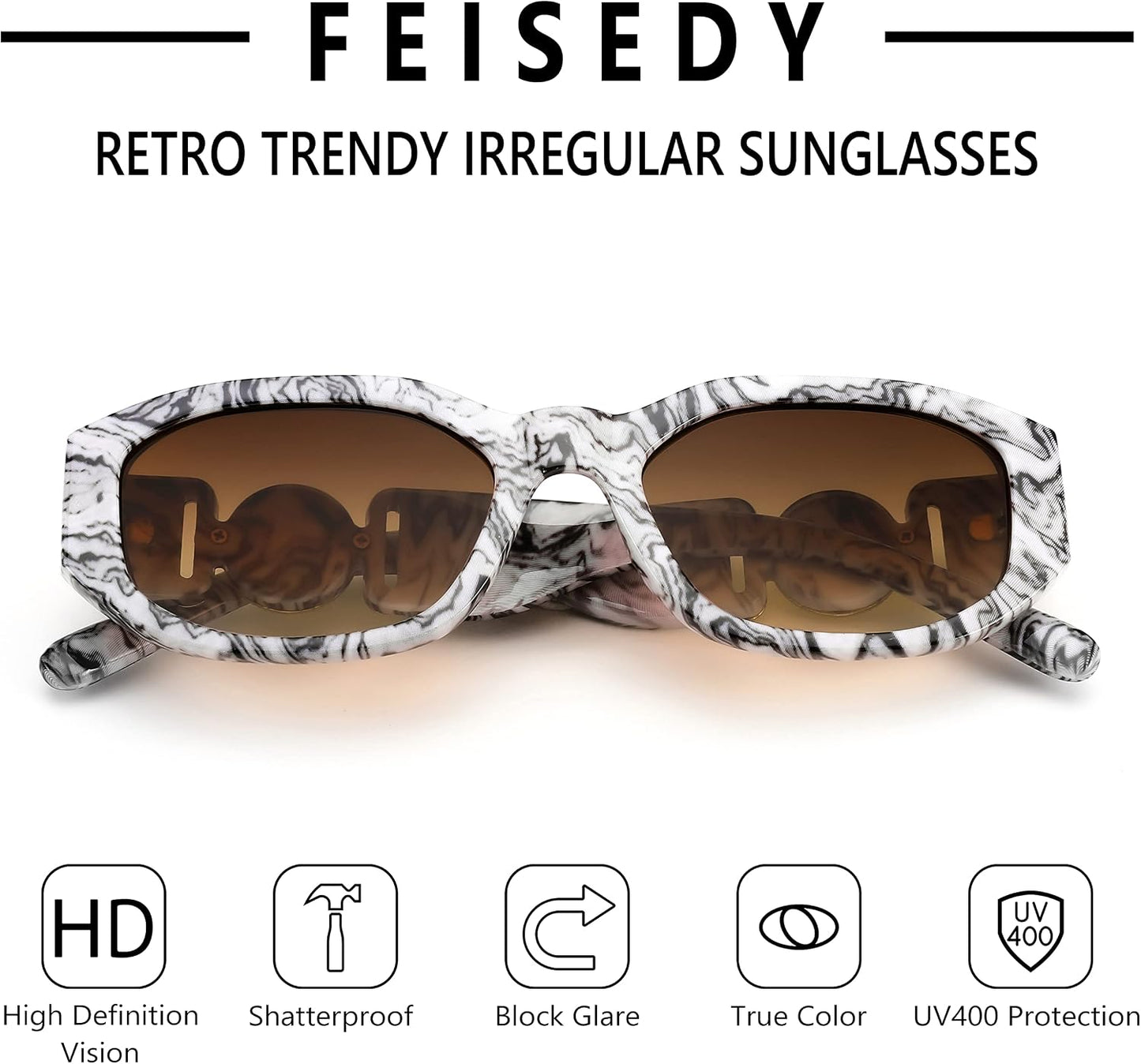商品图片 50 | B0B5V7T75J | FEISEDY Retro Trendy Rectangle Sunglasses Women Men Narrow Shades B2322