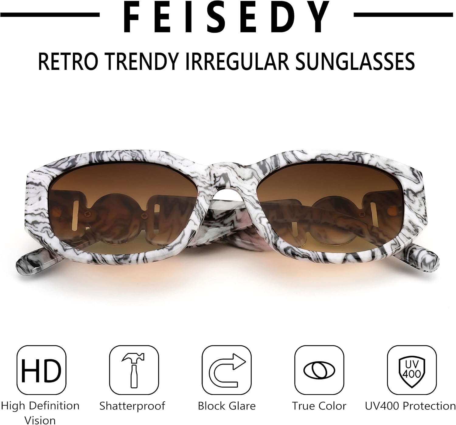 商品图片 50 | B0B5V7T75J | FEISEDY Retro Trendy Rectangle Sunglasses Women Men Narrow Shades B2322