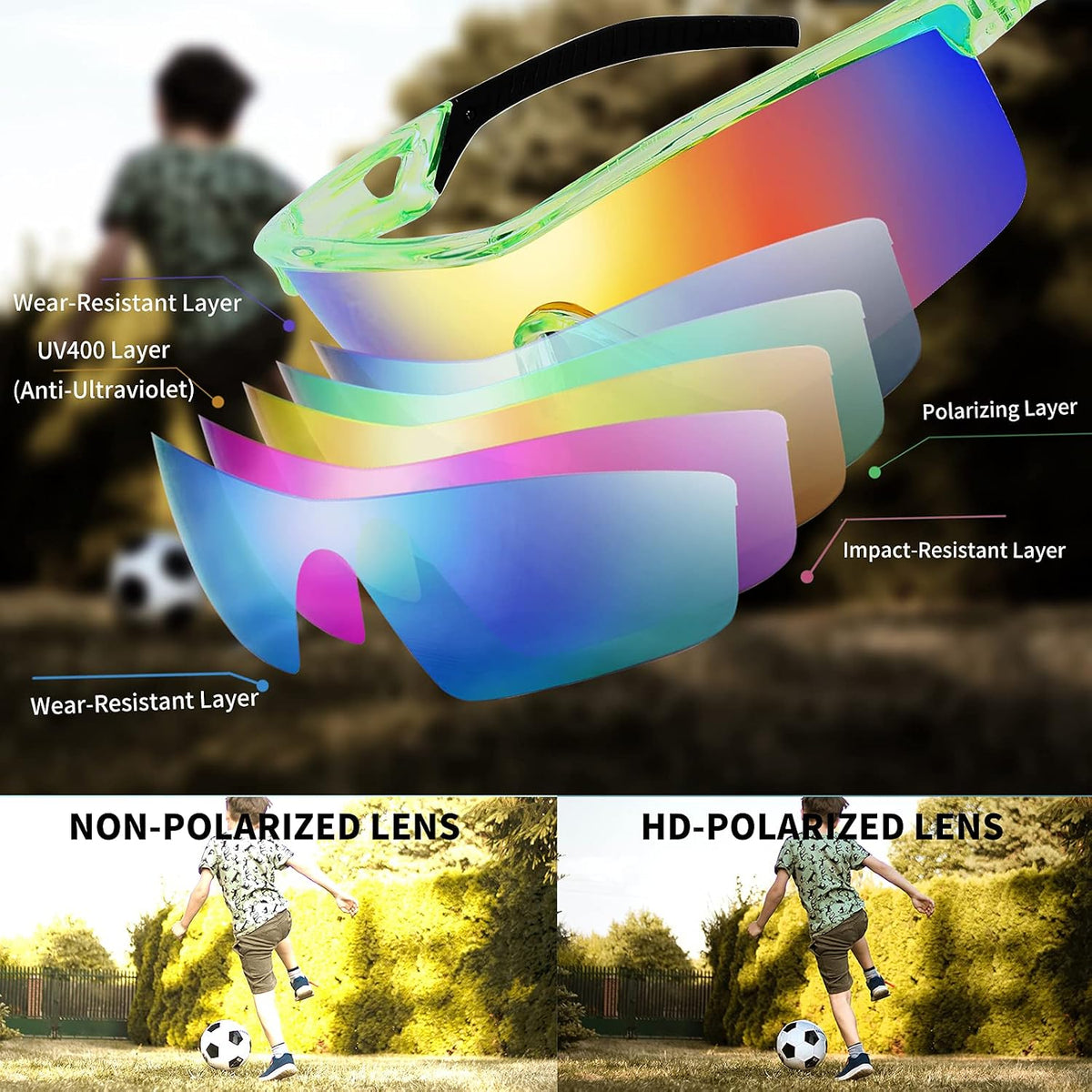 ÉÌƷͼƬ 83 | B07JZ18KMZ | FEISEDY Kids Polarized Sports Sunglasses, TR90 UV400 Baseball Cycling