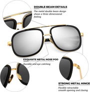 ÉÌƷͼƬ 21 | B0B681YMF5 | FEISEDY Retro Trendy Aviator Sunglasses Women Men Classic Vintage Square Sunglasses 70s Large Metal Shades B2321