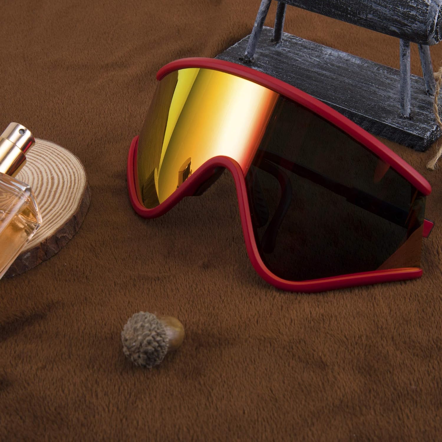 商品图片 5 | B08R57WJV4 | FEISEDY Shield Wraparound Sports Sunglasses for Men Women Outdoor Windproof One Piece Cycling B9023