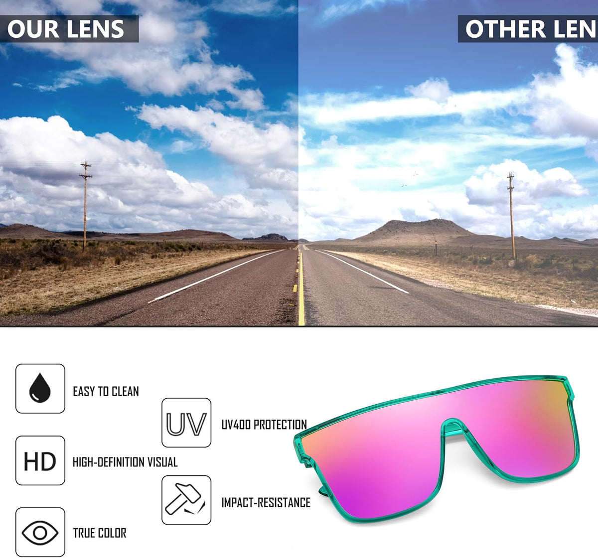 ÉÌƷͼƬ 74 | B0B2836HD6 | FEISEDY Sunglasses for Women Men, Fashion Mirrored Single Lens Shades